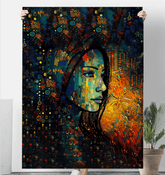 Drawing Dimensions II cozy sherpa blanket on a sofa.