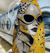 Artistic Drawn Dimensions II patterned laundry bag on white background