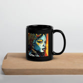 Black Glossy Mug with Abstract Design