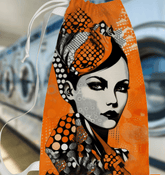 Artistic Drawn Dreams laundry bag displayed in a modern home setting.