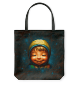 Dreamscape Innocence Portrait Design on Basketweave Tote Bag.