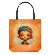 Enchanted Angelic Peepers design on Basketweave Tote Bag.