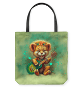 Enchanted Lion Eyes Basketweave Tote Bag detailed view