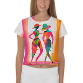 Ethereal Balletic Fashion Crop Tee with elegant all-over print design.