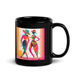 Ethereal Balletic Fashion Black Glossy Mug on kitchen counter.