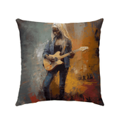 Experimental Soundwave design on outdoor pillow for music enthusiasts.