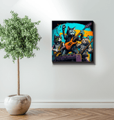 Fingers flying, amps blasting wrapped canvas - Beyond T-shirts