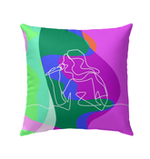 Girl Singing Line Art Outdoor Pillow - Beyond T-shirts