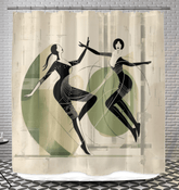 Elegant shower curtain featuring women's dance attire design, perfect for stylish bathrooms.