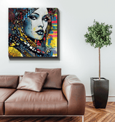 Graphic Genius abstract art on wrapped canvas for contemporary decor.