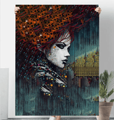 Graphic Glory Sherpa Blanket on a cozy living room sofa.