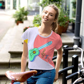 Guitar Line Art All-Over Print Crop Tee - Beyond T-shirts