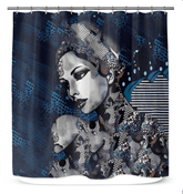 Artistic shower curtain with colorful illustration ideas design