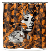 Colorful illustration inklings printed on a durable shower curtain