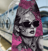 "Illustration Interludes patterned laundry bag displayed in a room setting"