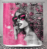 Art-inspired illustration interpretations shower curtain with vibrant colors.