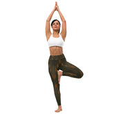 Illustrative Ideas II Yoga Leggings on model in warrior pose.