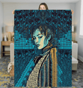 Illustrative Imagination Sherpa Blanket draped over couch.