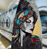 Illustrative Impressions patterned laundry bag in a bedroom setting.