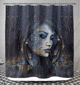 Illustrative Inspiration Shower Curtain with vibrant artistic design.