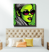 Close-up view of inked impressiveness wrapped canvas.