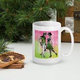 White glossy coffee mug with inspirational dance design for women