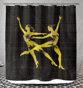 Elegant shower curtain featuring joyful feminine movement design, adding a touch of elegance to the bathroom.