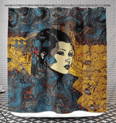 Line Legend Shower Curtain in White.