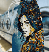 Line Life III patterned laundry bag displayed in a modern laundry room.