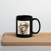 Line Love II Black Glossy Mug Front View