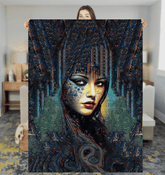 Line Love Sherpa Blanket spread out on a cozy living room sofa.