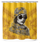 Elegant Luxury Line waterproof shower curtain in a stylish bathroom.