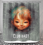 Enchanting shower curtain with cherub design for a magical bathroom ambiance.