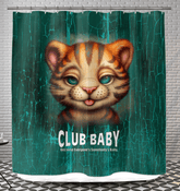 Elegant shower curtain with artistic feline design for modern bathrooms.