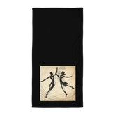 Image of a towel with artistic feminine dance motion design, ideal for dancers.