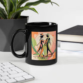 Black glossy mug with women's dance attire design