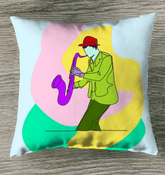 Male Saxophonist Outdoor Pillow - Beyond T-shirts