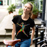 Elegant Melodic Balletic Attire crop tee with all-over print design.