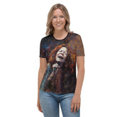 Melodic Madness Women's T-Shirt front view on model.