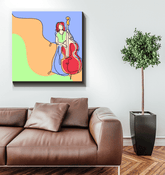 Contrabass Line Art 1 Wrapped Canvas - Beyond T-shirts