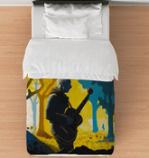 SurArt 115 Duvet Cover on a bed, showcasing its luxurious and elegant design.