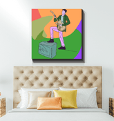 Guitar Player With A Combo Box1 Wrapped Canvas - Beyond T-shirts