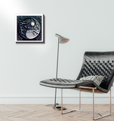 Wrapped canvas depicting contrast between brightness and darkness.