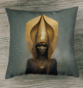 Ethereal Dreams decorative outdoor pillow on a garden bench