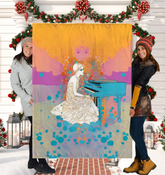 Tranquil Petals pattern on a cozy Sherpa blanket.