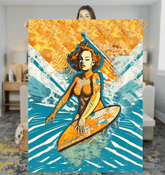 Surfing 5 31 Sherpa Blanket with Stylish Wave Pattern