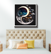 Wrapped canvas showcasing Flow and Freeze abstract art.