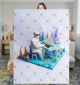 Geometric Whispers Sherpa Blanket draped over a couch, showcasing its unique design.