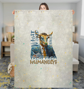 Sherpa blanket with buffalo in lotus yoga pose design.