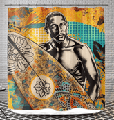 Surfing Splendor Shower Curtain Radiate Beach Elegance - Beyond T-shirts